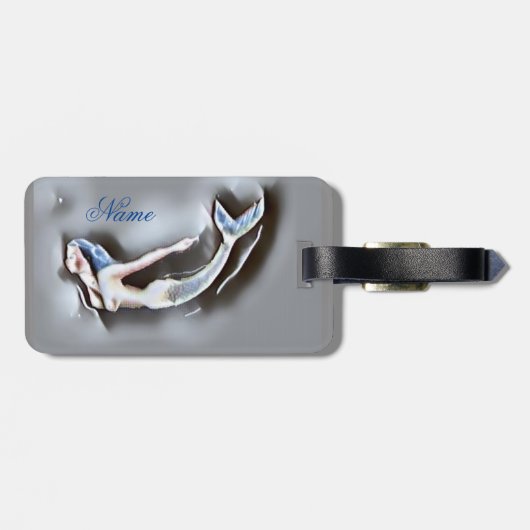 Meerjungfrau Thunder_Cove Grau Gepäckanhänger (Rückseite horizontal)