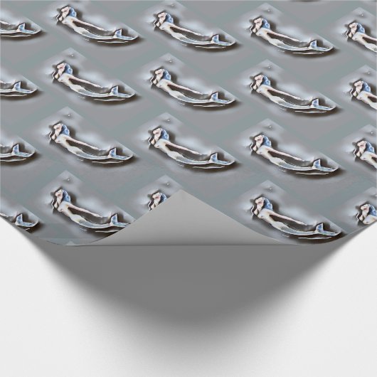 Meerjungfrau Thunder_Cove Grau Geschenkpapier (Ecke)