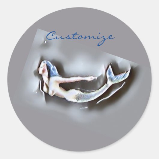 Meerjungfrau Thunder_Cove Grau Runder Aufkleber (Vorderseite)