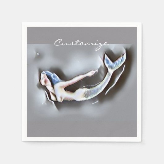 Meerjungfrau Thunder_Cove Grau Serviette (Vorderseite)