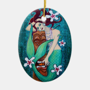 Meerjungfrau Tiki Keramik Ornament
