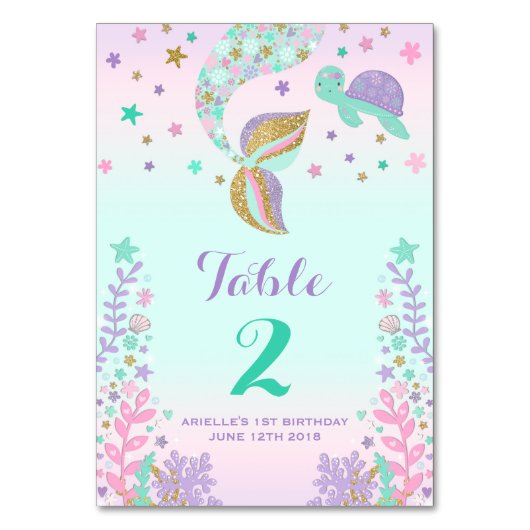 Meerjungfrau Tischnummer Meerjungfrau Seekarte Ros (Vorderseite)