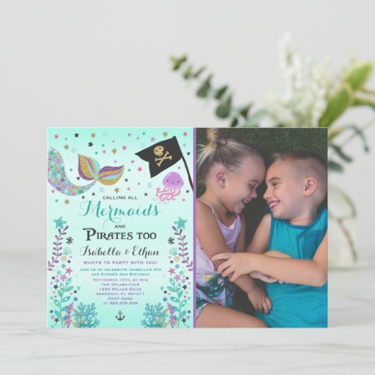 Meerjungfrau-u. Einladung (Stehend Vorderseite)