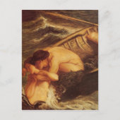 Meerjungfrau u. Seemann in Meer Postkarte (Vorderseite)