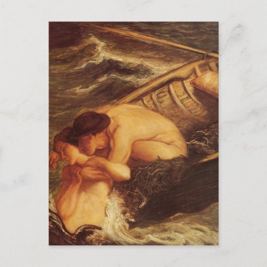 Meerjungfrau u. Seemann in Meer Postkarte (Vorderseite)