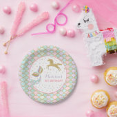 Meerjungfrau-u. Unicorn-Goldpapierplatte 7" Pappteller (Party)