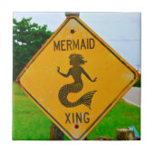 Meerjungfrau-Überfahrt-Verkehrsschild Fliese (Vorderseite)
