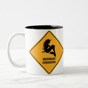 Meerjungfrau-Überfahrt-Zeichen-Tasse Zweifarbige Tasse
