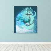Meerjungfrau und Anchor Leinwand Art (Insitu (Holzboden))