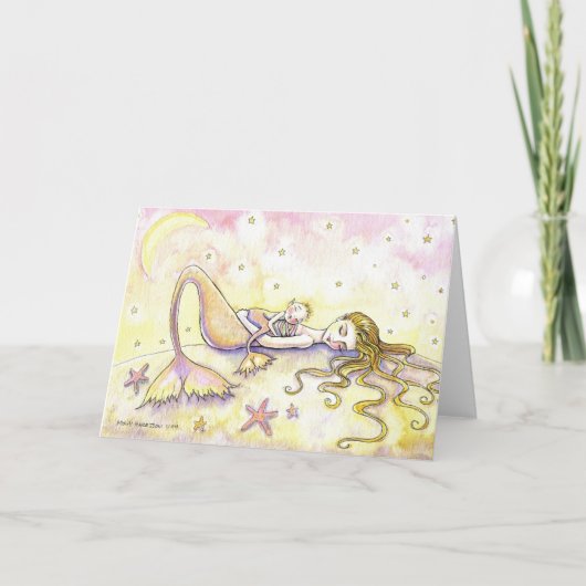 Meerjungfrau-und Baby-Gruß-Karte ~ freier Raum Karte (Vorderseite)