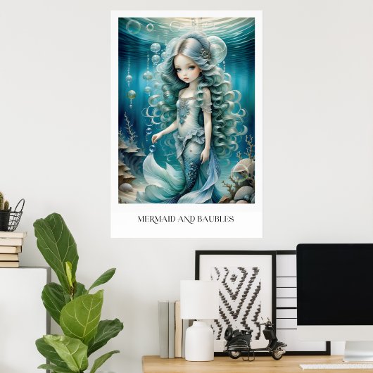 Meerjungfrau und Baubles Poster (Heimbüro)