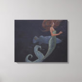 Meerjungfrau und Blauer Fisch Leinwanddruck (Vorderseite)