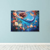 Meerjungfrau und Blume unter dem Meer ummantelte C Leinwanddruck (Insitu (Holzboden))