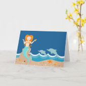 Meerjungfrau und Delfine Karte (Gelbe Blume)