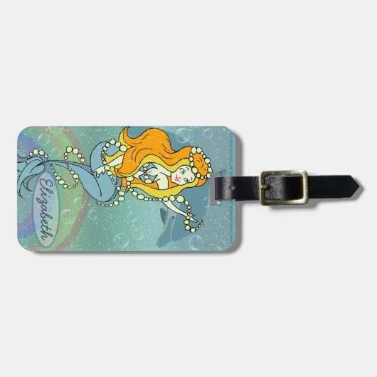 Meerjungfrau und Delphin addieren Namen und Gepäckanhänger (Vorderseite horizontal)