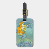 Meerjungfrau und Delphin addieren Namen und Gepäckanhänger (Vorderseite vertikal)