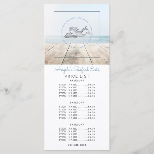 Meerjungfrau und Delphinfrüchte Menükarte (Vorderseite)