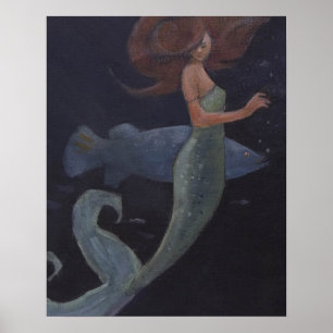 Meerjungfrau und der Blaue Fisch Poster
