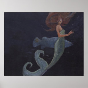 Meerjungfrau und der Blaue Fisch Poster