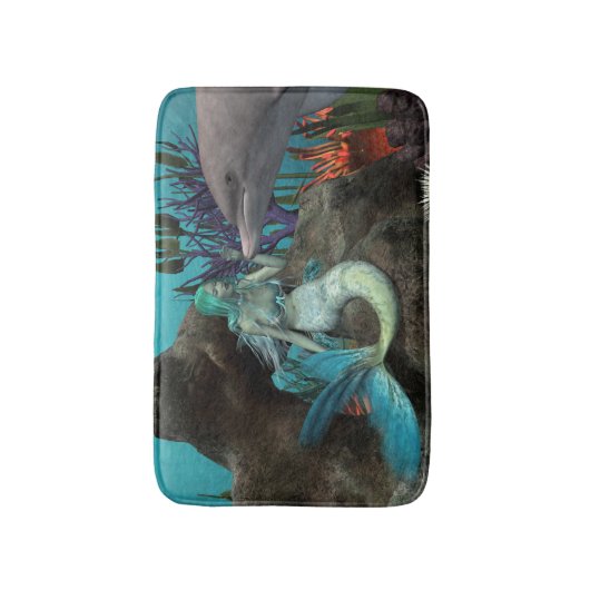 Meerjungfrau und Dolphin Badematte (Vorderseite Vertikal)