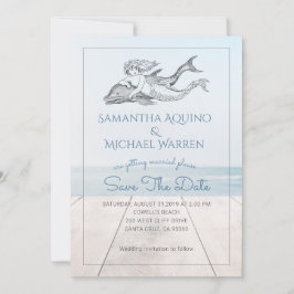 Meerjungfrau und Dolphin Beach See Wedding Save The Date