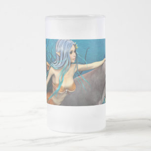 Meerjungfrau und Dolphin Mattglas Bierglas