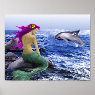 Meerjungfrau und Dolphin Poster