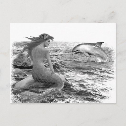 Meerjungfrau und Dolphin Postkarte (Vorderseite)