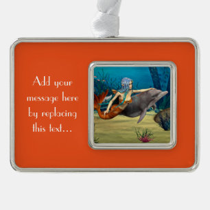 Meerjungfrau und Dolphin Rahmen-Ornament Silber