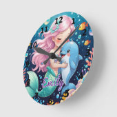 Meerjungfrau und Dolphin Wall Clock - Personalisie Runde Wanduhr (Winkel)
