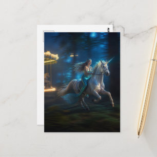 Meerjungfrau und Einhorn entkommen dem Karussell Postkarte