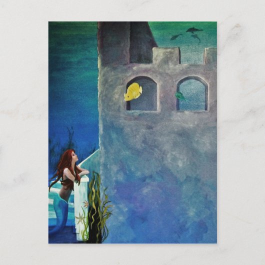 Meerjungfrau und Fisch auf der Burg Postkarte (Vorderseite)