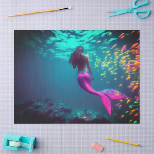 Meerjungfrau und Fisch Geschenkpapier Seidenpapier (Basteln)