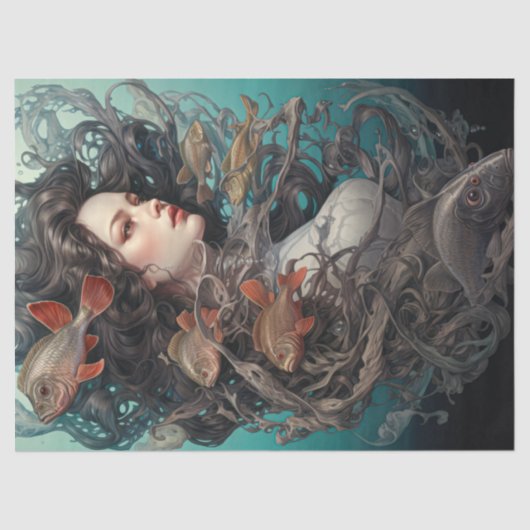 Meerjungfrau und Fische Seidenpapier (Vorderseite)