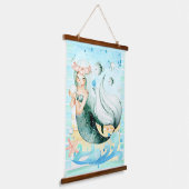 Meerjungfrau und Fischsee Lebensgefahr Kunst Wandteppich Mit Holzrahmen (Gewinkelt)