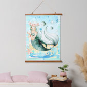 Meerjungfrau und Fischsee Lebensgefahr Kunst Wandteppich Mit Holzrahmen (Schlafzimmer)