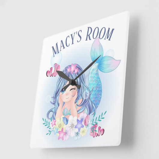 Meerjungfrau und Fischtürzeichen Quadratische Wanduhr (Winkel)