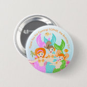 Meerjungfrau und Freundinnen Geburtstagsparty Button (Vorne & Hinten)