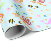 Meerjungfrau und Freundinnen Geburtstagsparty Geschenkpapier (Rolleneckpunkt)