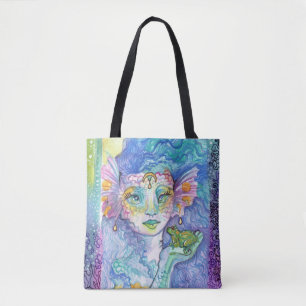 Meerjungfrau und Frosch Fantasy-Wasserfarbenkunst Tasche