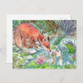 Meerjungfrau und Fuchs Postkarte (Vorne/Hinten)