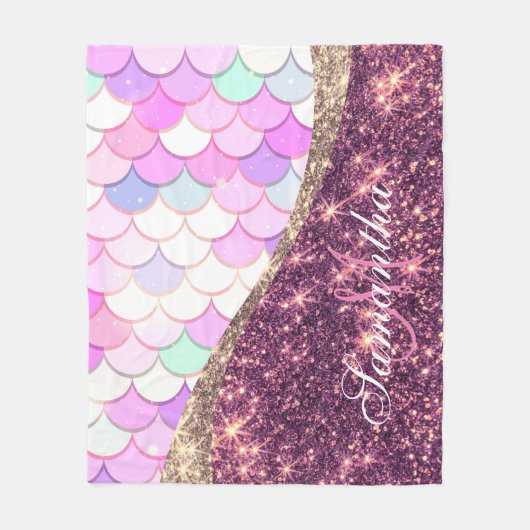 Meerjungfrau und Glitzer Fleecedecke (Vorderseite)