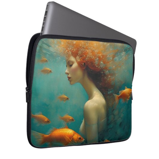 Meerjungfrau und Goldfish Laptopschutzhülle (Vorne Rechts)