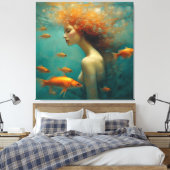 Meerjungfrau und Goldfish Leinwanddruck (Insitu (Schlafzimmer))