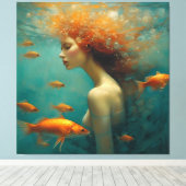 Meerjungfrau und Goldfish Leinwanddruck (Insitu (Holzboden))