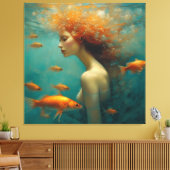 Meerjungfrau und Goldfish Leinwanddruck (Insitu (Wohnzimmer))