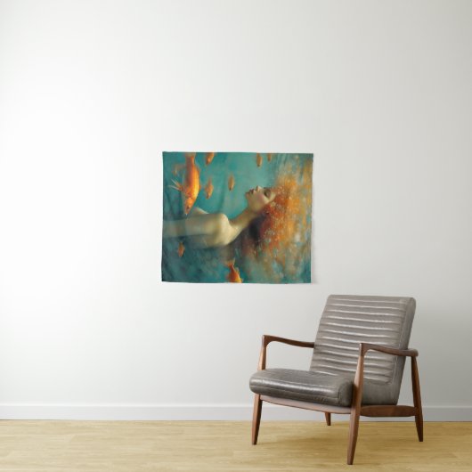 Meerjungfrau und Goldfish Wandteppich (Beispiel (Horizontal))