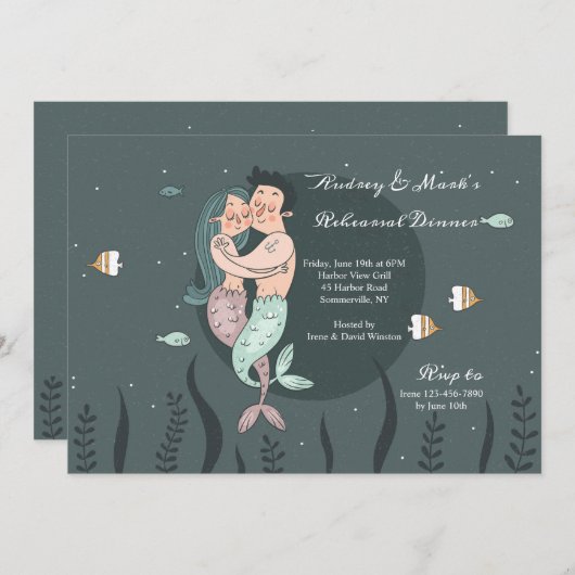 Meerjungfrau und ihre Mann-Einladung Einladung (Vorne/Hinten)