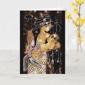 Meerjungfrau-und Kindmutter-Tageskarte Karte (Gelbe Blume)