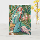 Meerjungfrau und leere Muschel Karte (Gelbe Blume)